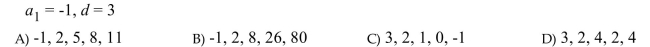 Write the first five terms of the arithmetic sequence.