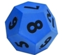 A 12-sided die can be made from a geometric solid called adodecahedron. )