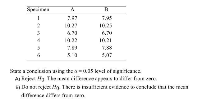 In an experiment to determine whether there is a systematic difference between the weights