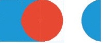 <strong> In the figure shown above, the two original shapes a blue square and a red circle are shown on the left. The shape shown on the right is the result of applying a(n)________ merge.</strong> A)Combine B)Union C)Subtract D)Intersect
