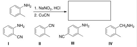 <strong>Predict the major product of the following reaction. </strong> A)I B)II C)III D)IV