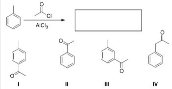 <strong>What is the major organic product obtained from the following reaction? </strong> A)I B)II C)III D)IV