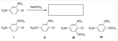 <strong>What is the major product of the following reaction? </strong> A)I B)II C)III D)IV