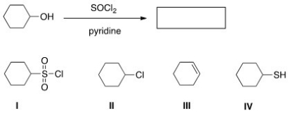 <strong>What is the product of the following reaction? </strong> A)I B)II C)III D)IV