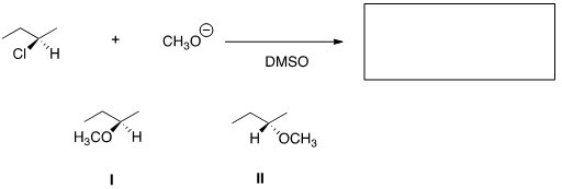 <strong>What is the product of the nucleophilic substitution reaction shown below? </strong> A)Only I B)Only II C)I and II D)None