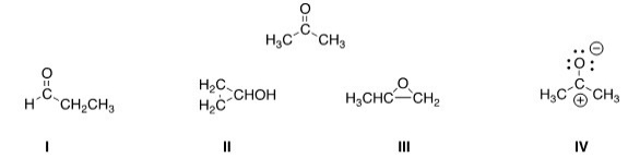 <strong>Which of the following is a resonance structure of the compound below? </strong> A)I B)II C)III D)IV