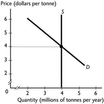<strong> At harvest time the supply of wheat is perfectly inelastic. If the government taxes wheat at $1 a tonne, then</strong> A) the buyer pays the entire tax. B) the seller and the buyer split the tax evenly. C) the seller pays the entire tax. D) the seller and the buyer split the tax but the seller pays more. E) no one pays the tax because the wheat must be harvested or it will go to waste.