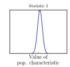 <strong>Three different statistics are being considered for estimating a population characteristic. The sampling distributions of the three statistics are shown in the following illustration: Which statistic would you recommend?</strong> A)Statistic I B)Statistic II C)Statistic III D)Statistic I or Statistic II E)Statistic II or Statistic III