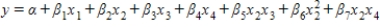 <strong>Consider a regression analysis with four independent variables x<sub>1</sub>, x<sub>2</sub>, x<sub>3</sub>, and x<sub>4</sub>. Select the equation for the regression model that includes all independent variables as predictors, two interaction terms, and one quadratic term. </strong> A) B) C) D) E)