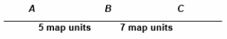 Below is a genetic map for three loci. Which two of these loci would show the smallest physical distance in base pairs, if the frequency of crossing over is equal in this chromosome region? Explain your answer.