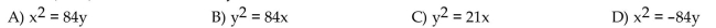 Find an equation of the parabola described. Focus at (0, 21); directrix the line y = -21