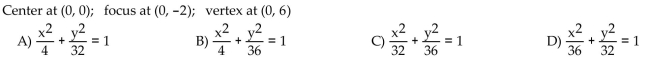 Find an equation for the ellipse described.