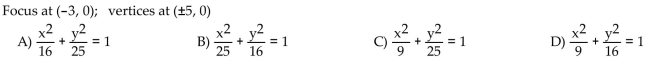 Find an equation for the ellipse described.