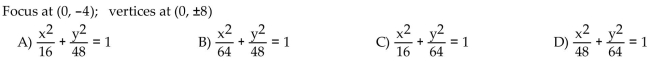 Find an equation for the ellipse described.