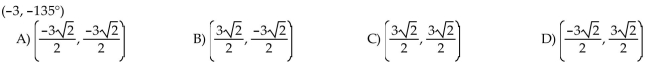 The polar coordinates of a point are given. Find the rectangular coordinates of the point.