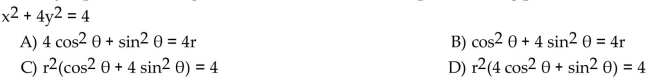 The letters x and y represent rectangular coordinates. Write the equation using polar coordinates (r, θ).
