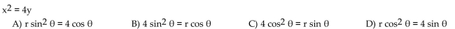 The letters x and y represent rectangular coordinates. Write the equation using polar coordinates (r, θ).