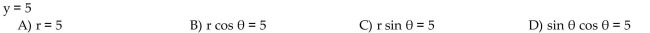 The letters x and y represent rectangular coordinates. Write the equation using polar coordinates (r, θ).