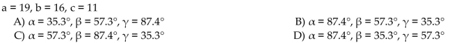 Solve the triangle. Find the angles α and β first.