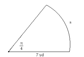 <strong>Find the length s. Round the answer to three decimal places. </strong> A) 10.996 yd B) 5.498 yd C) 1.795 yd D) 8.913 yd