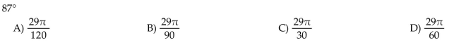 Convert the angle in degrees to radians. Express the answer as multiple of