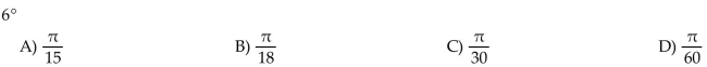 Convert the angle in degrees to radians. Express the answer as multiple of