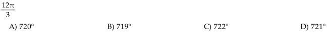 Convert the angle in radians to degrees.
