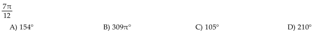 Convert the angle in radians to degrees.
