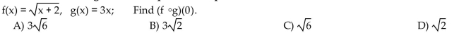 For the given functions f and g, find the requested composite function value.