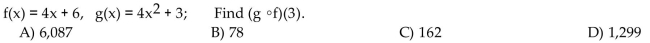 For the given functions f and g, find the requested composite function value.