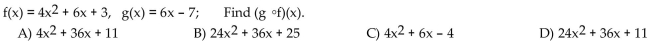 For the given functions f and g, find the requested composite function.