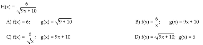 Find functions f and g so that f