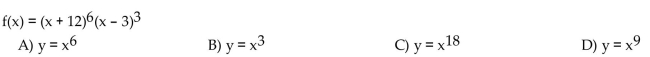 Find the power function that the graph of f resembles for large values of
