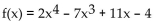 Solve the problem. For the polynomial function f(x) a) Find the x- and y-intercepts of the graph of f. Round to two decimal places, if necessary. b) Determine whether the graph crosses or touches the x-axis at each x-intercept. c) End behavior: find the power function that the graph of f resembles for large values of |x d) Use a graphing utility to graph the function.Approximate the local maxima rounded to two decimal places, if necessary. Approximate the local minima rounded to two decimal places, if necessary. e) Determine the number of turning points on the graph. f) Put all the information together, and connect the points with a smooth, continuous curve to obtain the graph of f.