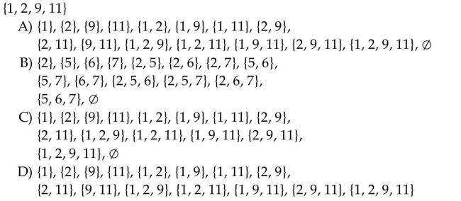 Write down all the subsets of the given set.