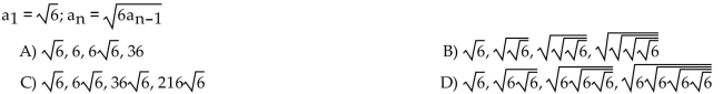 The sequence is defined recursively. Write the first four terms.