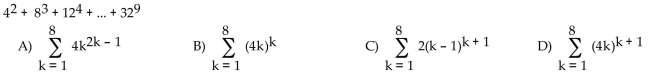 Express the sum using summation notation.