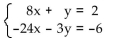 <strong>Solve the system. </strong> A) inconsistent (no solution) B) y = 8x + 6, where x is any real number C) y = -8x + 2, where x is any real number D) x = -8y + 2, where y is any real number
