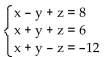 <strong>Solve the system of equations. </strong> A) x = 2, y = -1, z =-9 B) x = -2, y = -1, z = -9 C) x = -2, y = -1, z = 9 D) x = 2, y = -1, z = 9