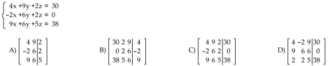 Write the augmented matrix for the system.