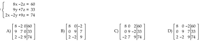 Write the augmented matrix for the system.