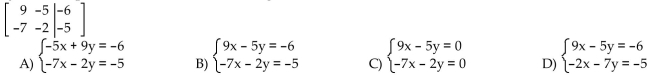 Write the system of equations associated with the augmented matrix. Do not solve.