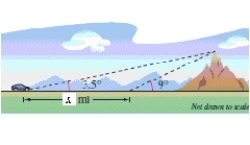 In traveling across flat land, you notice a mountain directly in front of you.Its angle of elevation (to the peak) is 3.5°.After you drive x = 23 miles closer to the mountain, the angle of elevation is 9°.Approximate the height of the mountain.(Round your answer upto one decimal place.)