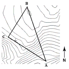 <strong>You inherited a triangular piece of property after your Uncle Izzy passed away.You want to know the size of land, so you step it off to estimate the square footage.From the southernmost vertex A, you travel north 300 feet then west 220 feet (for vertex C), and from the southernmost vertex A, you travel 420 feet north then 50 feet west (for vertex B).Use a graphing utility to approximate the number of square feet of land that you have inherited. </strong> A)3,000 square feet B)38,700 square feet C)53,700 square feet D)43,500 square feet E)22,500 square feet