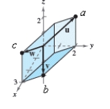 Use the triple scalar product to find the volume of the parallelepiped having adjacent edges u,v,and w. \begin{array} { l } \mathbf { u } = ( 9,9,0 ) \\ \mathbf { v } = ( 0,0 , - 9 ) \\ \mathbf { w } = ( 9,0,9 ) \end{array} \mathrm { a } = ( 9,9,0 ) , \mathrm { b } = ( 0,0 , - 9 ) , \mathrm { c } = ( 9,0,9 )