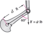 Both the magnitude and direction of the force on a crankshaft change as the crankshaft rotates.Vectors representing the position of the crank and the force are \mathbf { V } = 0.16 \left( - \cos 30 ^ { \circ } \mathbf { j } - \sin 30 ^ { \circ } \mathbf { k } \right) and \mathbf { F } = - 2000 \mathrm { k } respectively.The magnitude of the torque on the crank is given by \| \mathbf { V } \times \mathbf { F } \| ,find the magnitude of the torque on the crank shaft using the position and data shown in the figure. \mathbf { a } = 2000 , \mathbf { b } = 0.16