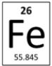 <strong>The symbol for iron, as shown on the periodic table, is given here. What is the atomic number of iron? </strong> A) Fe B) 26 C) 55.845 D) 19.9845