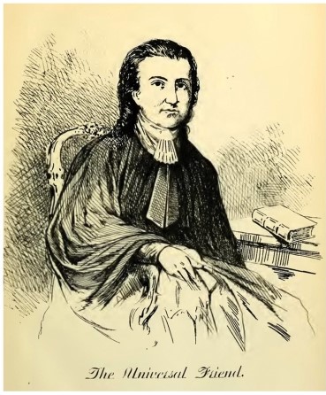 <strong>In this image, why was Jemima Wilkinson portrayed in a shapeless robe and with swept-back, curled hair? </strong> A) To convey that she was a person with no gender B) To signify that she was wealthy C) Because those styles were popular among women at that time D) To make her appear very feminine