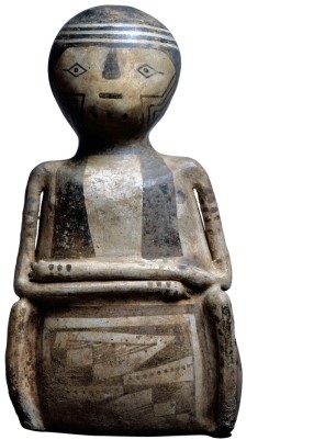 <strong>What can historians learn about the Anasazi people from their effigy figures?  </strong> A) That the Anasazi demonstrated sophisticated pottery methods B) That human effigies were extremely common among the Anasazi C) That the Anasazi people held unique burial practices that were not found elsewhere in America D) That the Anasazi were a warlike people <div style=padding-top: 35px> 