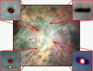 <strong>Hubble Space Telescope images of disk shaped clouds of gas and dust around newly formed stars in the Orion Nebula are shown.Different ones are edge-on or tilted toward face-on.Astronomers think___________ are probably forming in these disks. </strong> A) our solar system B) other planets C) galaxies D) quasars
